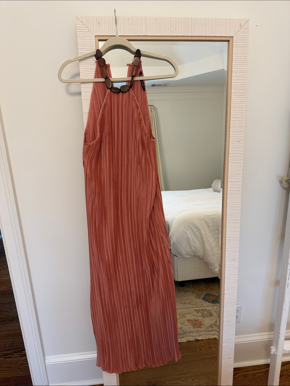 Zara Rust Pleated Maxi Dress with Beaded Halter